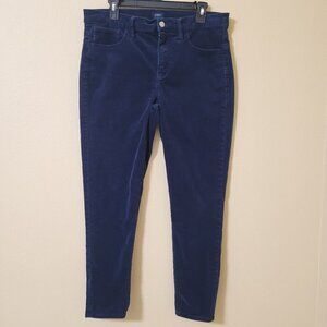 J.Crew Womens Navy Corduroy Mid Rise Stretch Pants Size 31 Office Career Preppy
